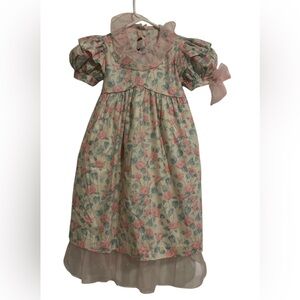 Sarah Kent Toddler Girls Floral Puff Sleeve Dress with Pink Accents